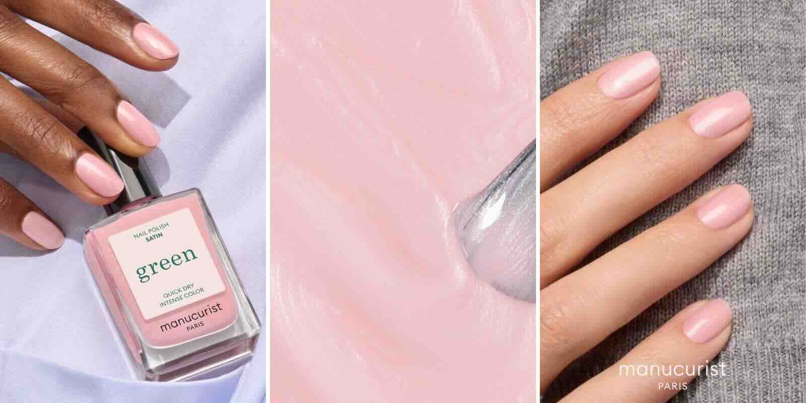 Vernis Satin Rose pâle nacré semi transparent Green Manucurist Paris